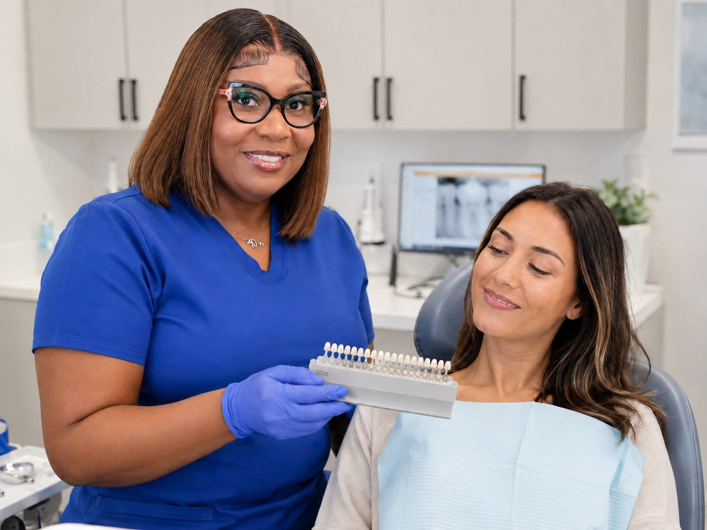 Matching tooth shades during a whitening consultation